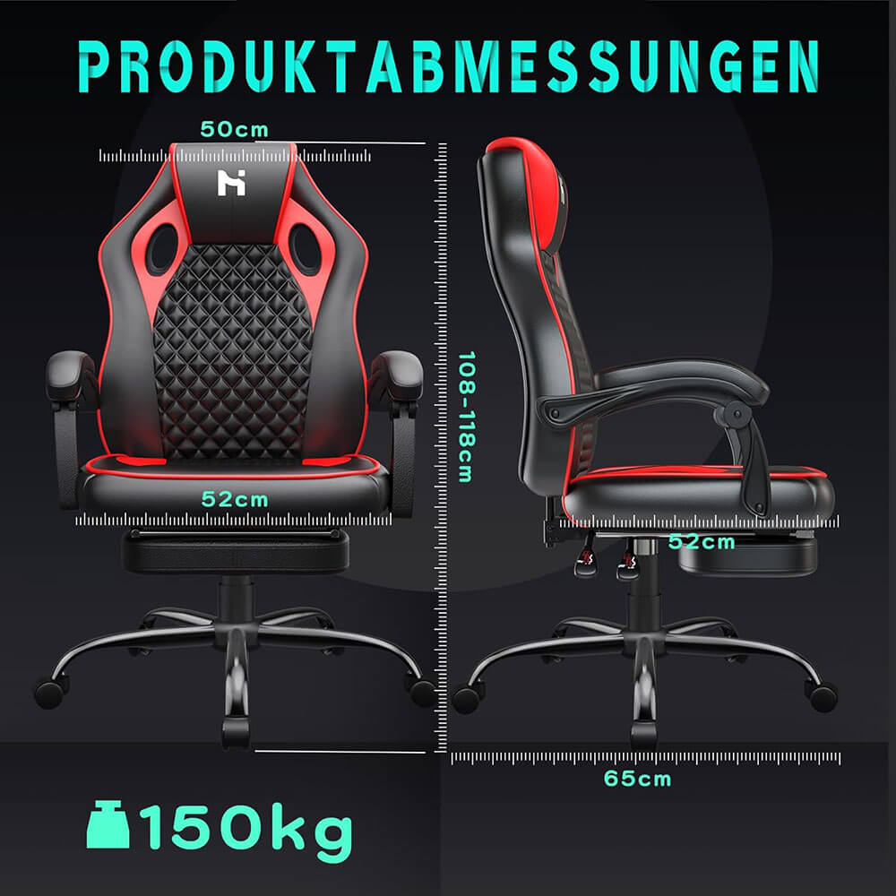 HLDIRECT Gaming Chair with footrest Black-Red