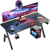 HLDIRECT 47 Inch Gaming Desk with Cup Holder & Headphone Hook