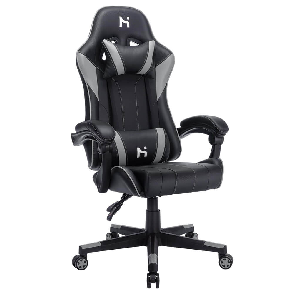 HLDIRECT Ergonomic Gaming Chair with Headrest Lumbar Support, Black & Grey