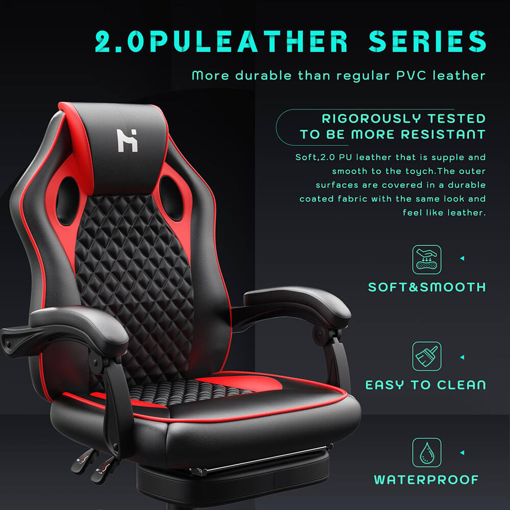 HLDIRECT Gaming Chair with footrest Black-Red