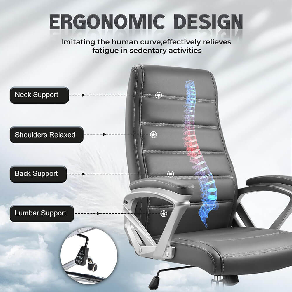 HLDIRECT Grey Ergonomic Office Chair for Adults