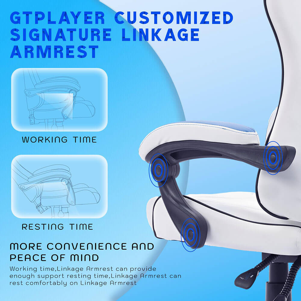 HLDIRECT Blue Gaming Chair, Office Chair with Headrest and Lumbar Support