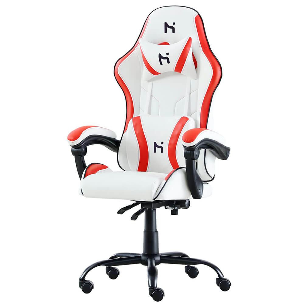 HLDIRECT High Back Gaming Chair Ergonomic Adjustable Swivel Task Chair White Red