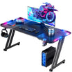 HLDIRECT 47 Inch Gaming Desk with LED Lights Z Shaped